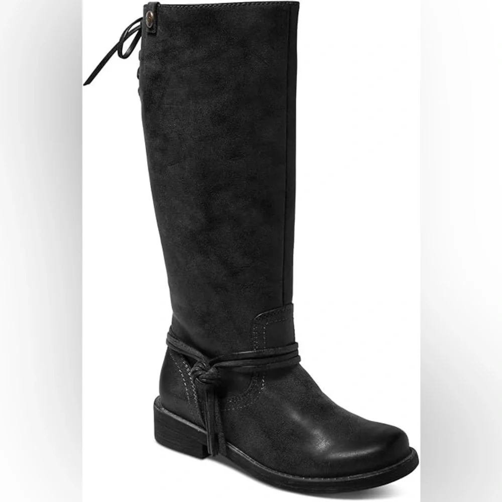 Roxy Women's Rider Motorcycle Distressed Tall Boots Black Shoes 8 - Picture 6 of 15